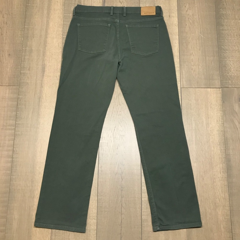 Mott & Bow Jeans Mens Size 35 X 32 Straight Mercer Moss Green Denim Stretch - Picture 2 of 14